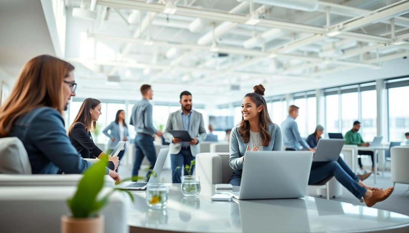 Engaging assistant for enterprise enhances productivity in a modern office environment.
