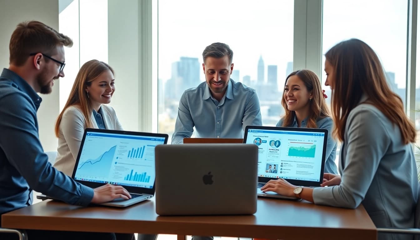 Implement effective edmonton social media marketing strategies in a modern office environment.