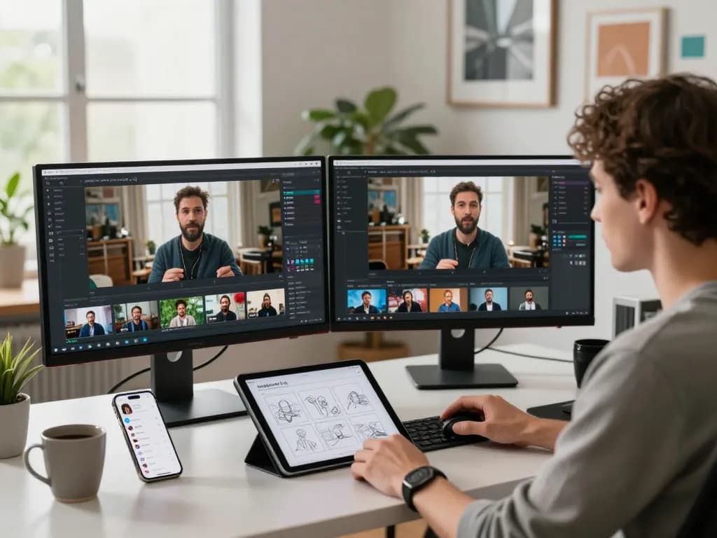 Creative professional using seedance 2.0 for AI video generation in a stylish workspace.