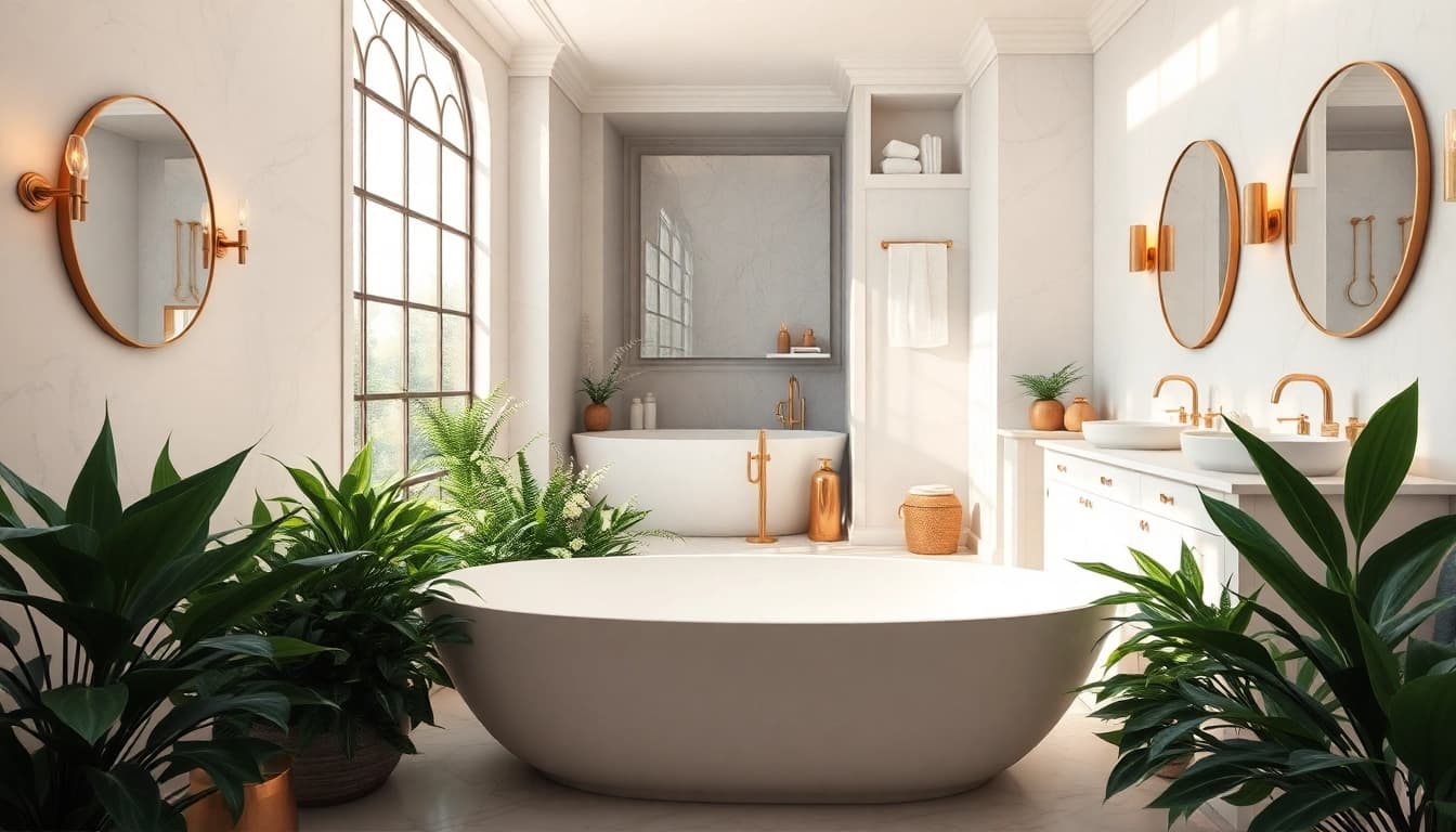 Transform your space with elegant bathrooms showcasing luxurious design elements and serene ambiance.