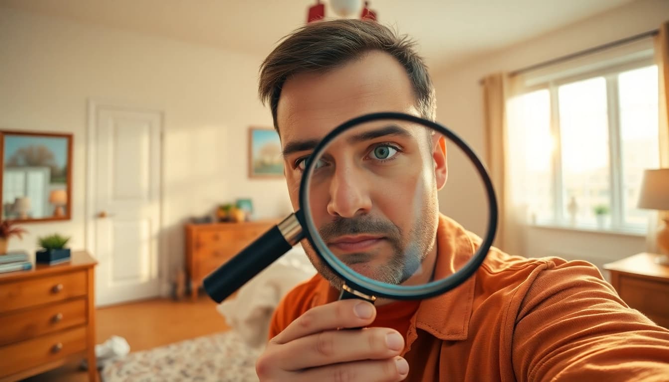 Milwaukee bed bug exterminators inspecting a bedroom for signs of bed bugs with professional tools.