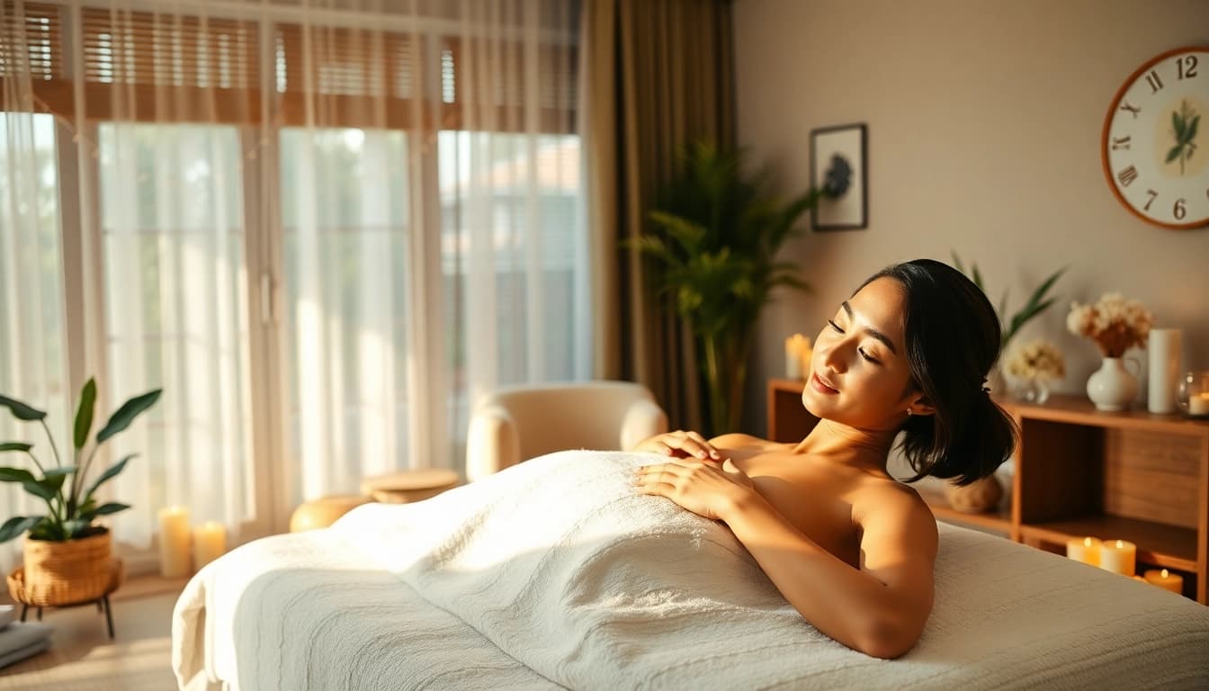 출장 massage in a peaceful home setting with a skilled therapist providing relaxation.