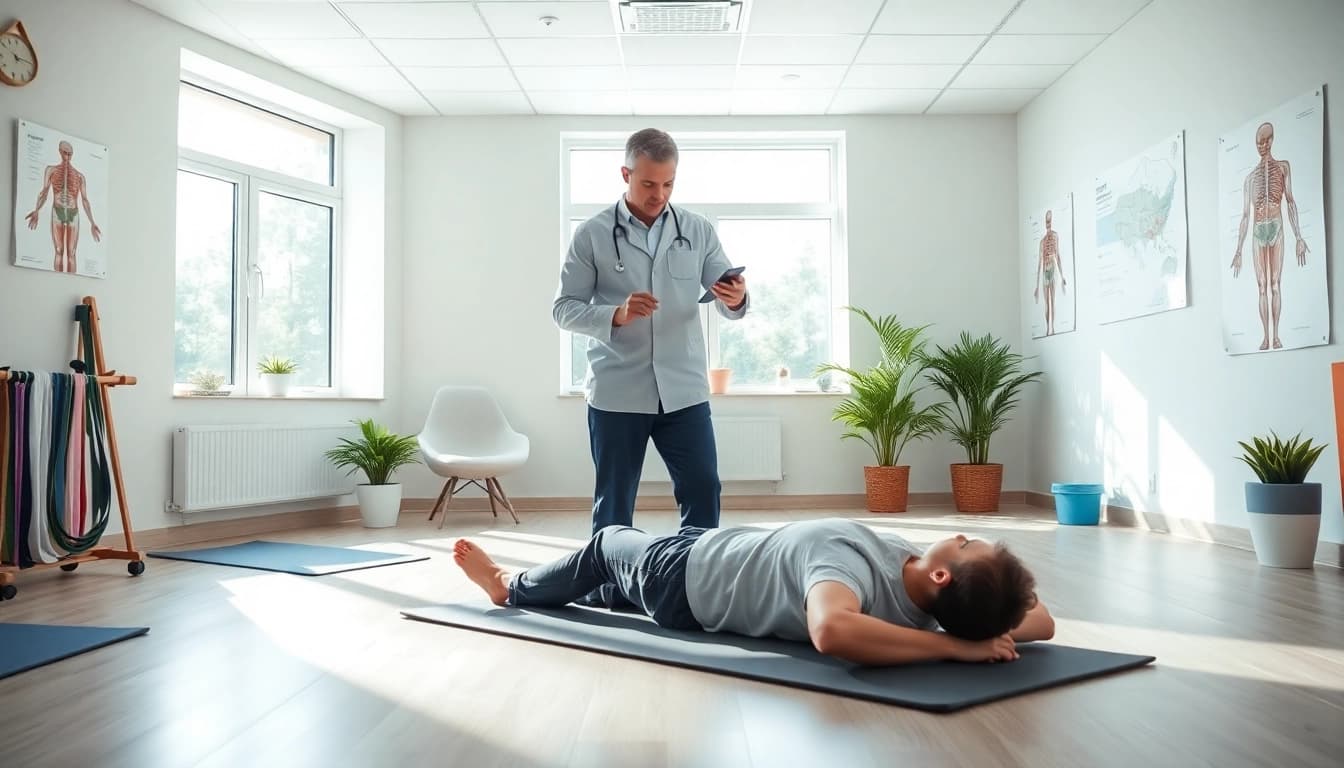 Learn how to relieve back pain with physical therapy exercises in a bright clinic.
