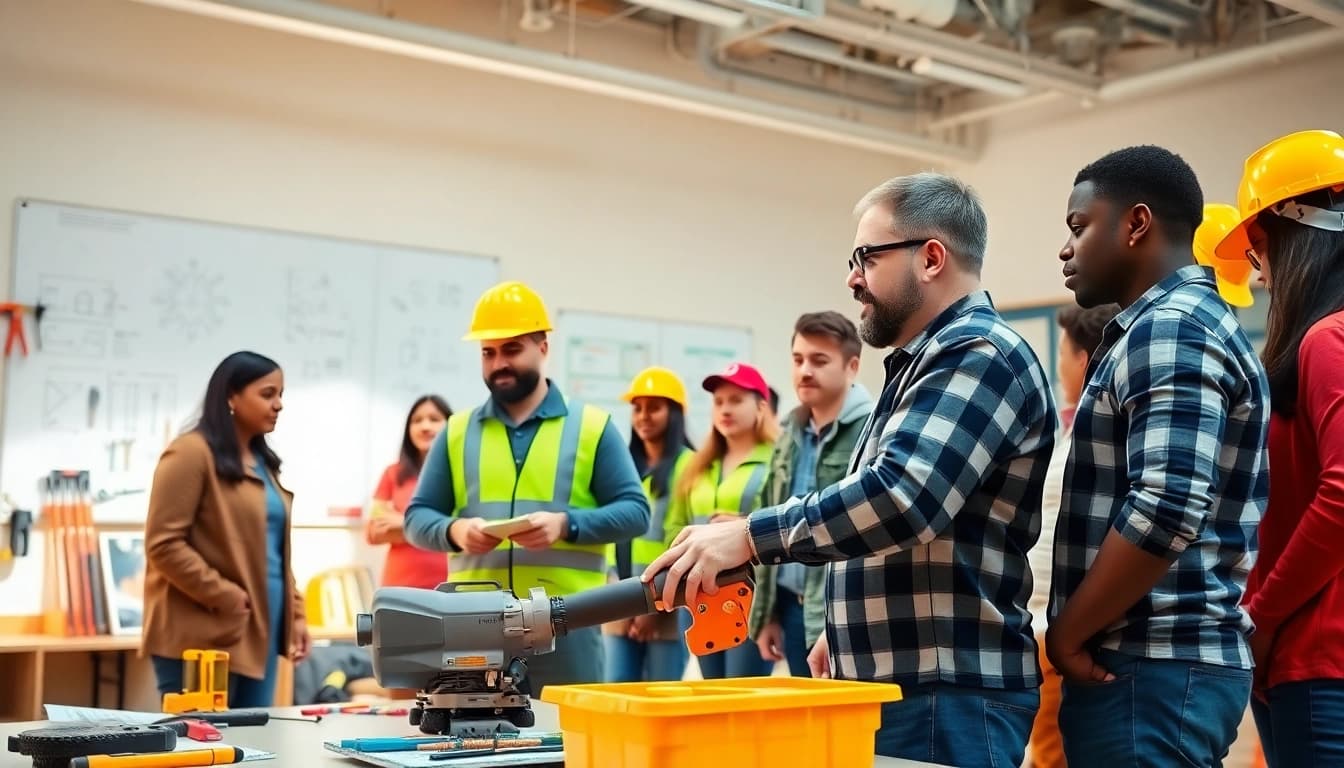Engaging construction training programs being conducted in a modern classroom setting.
