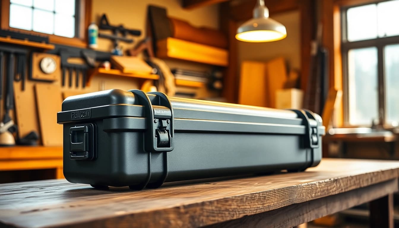 Secure your firearm with this robust pelican rifle case featuring durable construction and secure locks.