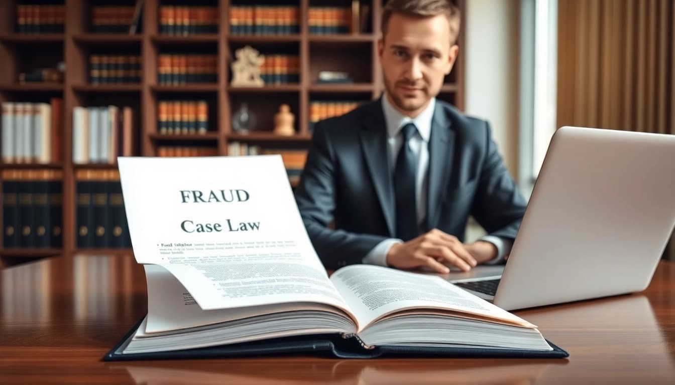 Betrug Strafrecht: Professional legal advisor reviewing fraud law documents in a modern office.