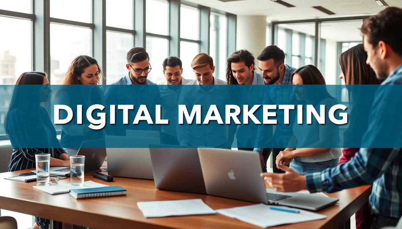 Team collaborating on digital marketing strategies at agencia hubspot's office.