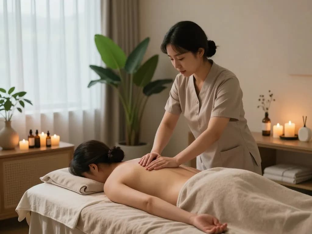Rejuvenating 역삼동마사지 experience at a serene wellness spa with a therapist administering Swedish massage.
