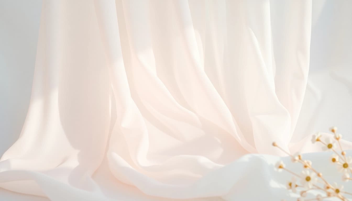 Chiffon stof met elegante textuur, prachtig gedrapeerd op een witte achtergrond.