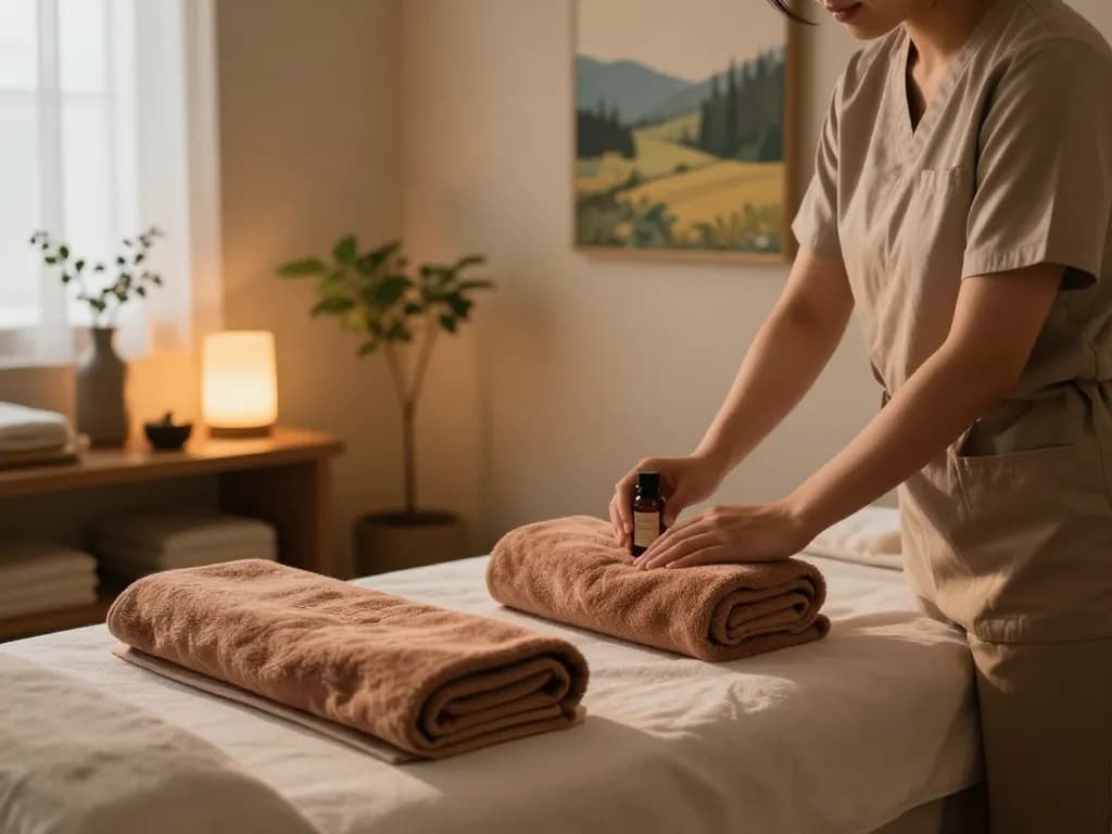 편안한 장식과 relaxing한 분위기로 꾸며진 인계동마사지 준비된 초대하는 마사지 룸.