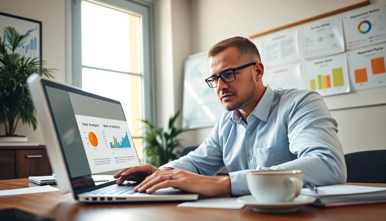 Boost online presence with Clearwater FL SEO expert analyzing data in a bright office.