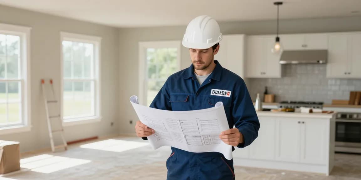 Trusted providers who buy houses in Tennessee, professional contractor reviewing renovation plans at local home.