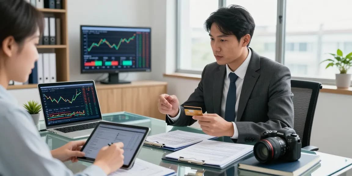 Expert financial advisor guiding client on 신용카드현금화 strategies in a bright consulting office.