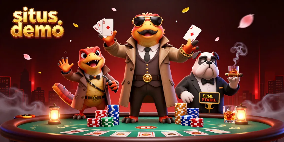 Raptors in a trench coat attempting entry at a VIP casino lounge in a situs demo scene.