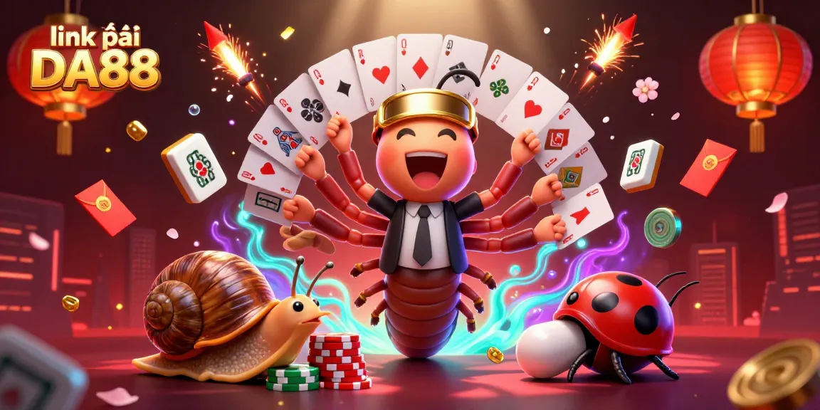 Engage in exciting gameplay with link vào DA88 amidst lively casino elements in a vibrant 3D scene.