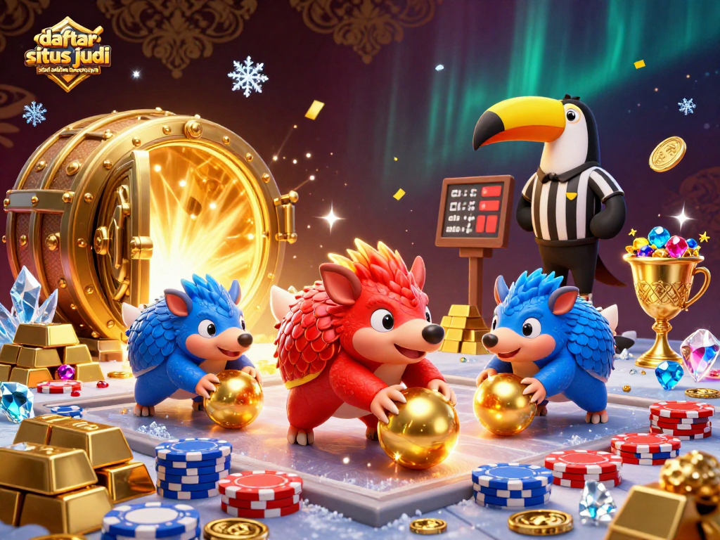 Gambarkan momen mengejar jackpot di daftar situs judi slot online terpercaya dengan pangolin bertanding dan harta karun berkilauan.