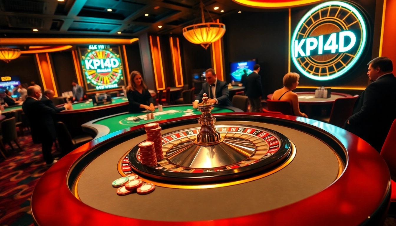KPI4D roulette table scene showcasing players in a vibrant casino atmosphere.