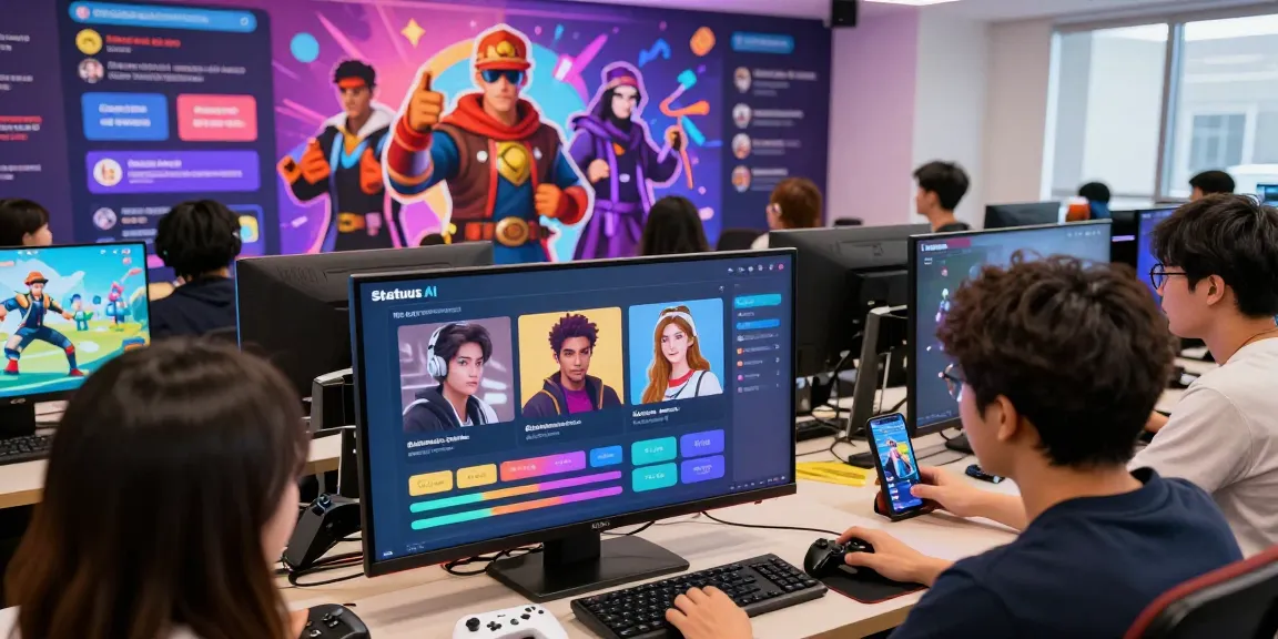 Customizing virtual personas in Status AI social media simulation game with colorful characters and engaging graphics.