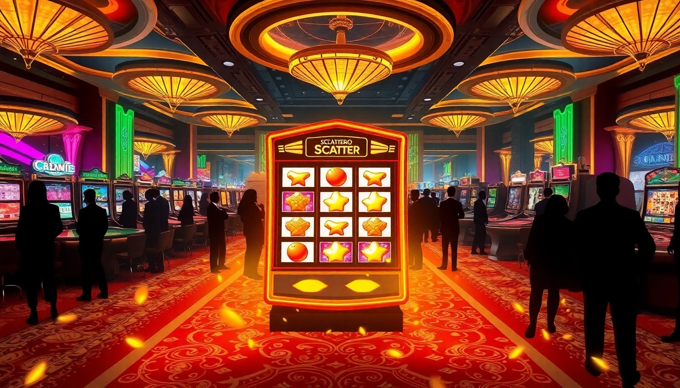 Engage with the thrilling action of slot demo scatter hitam on a luxurious casino floor filled with excitement.