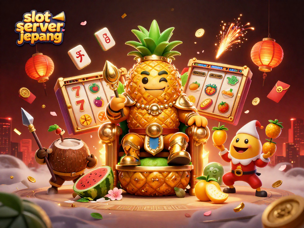Engage with slot server jepang in an exciting 3D casino scene featuring vibrant characters and festive elements.