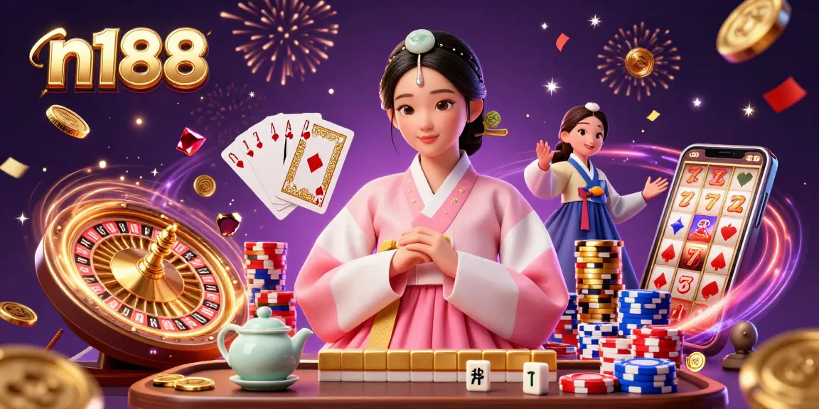 Experience the thrill at n188 with luxurious casino elements and Asian elegance in a vibrant scene.