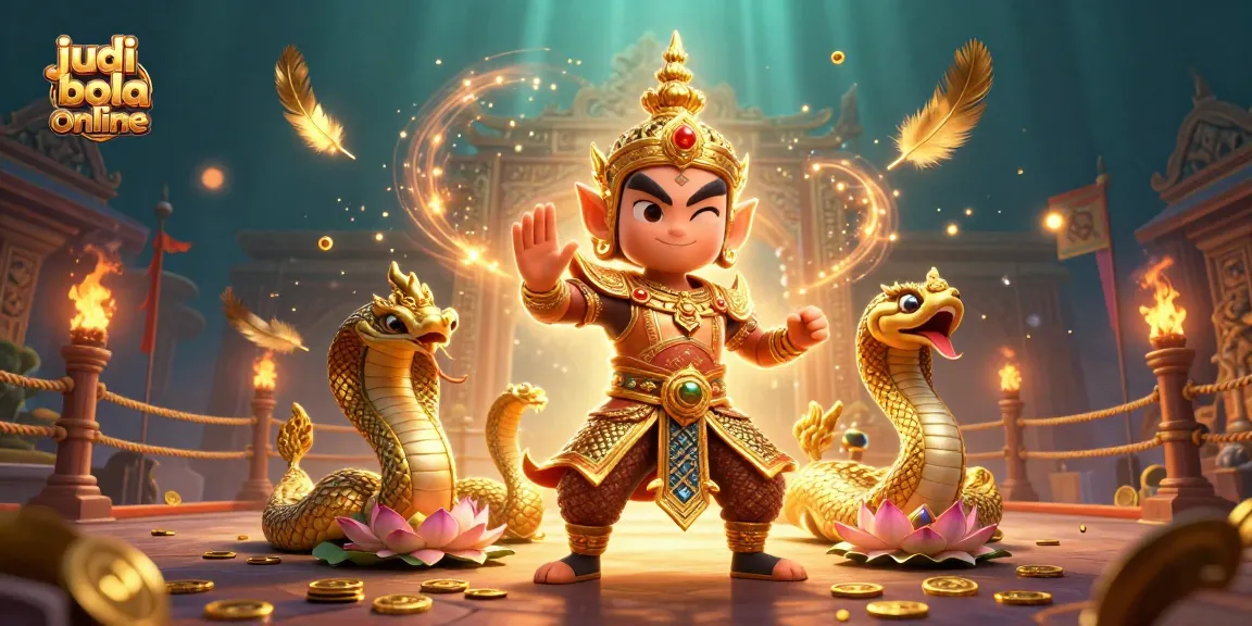Engage in judi bola online excitement with a dynamic scene featuring ancient guardians and treasure.
