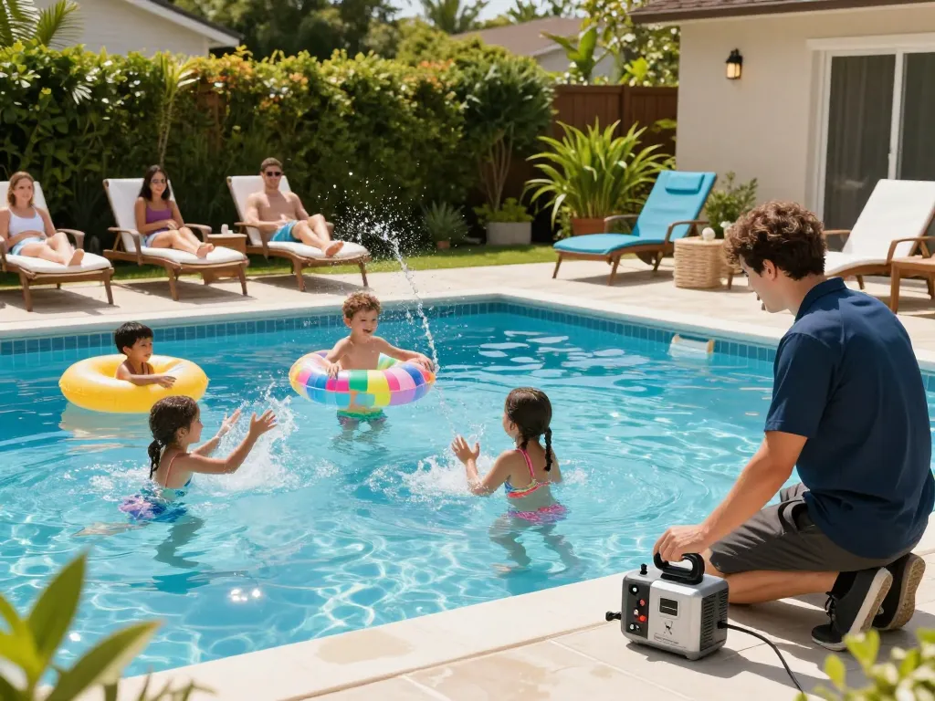 Dolphin Pool Services ensuring family fun in a well-maintained pool with professional leak detection.