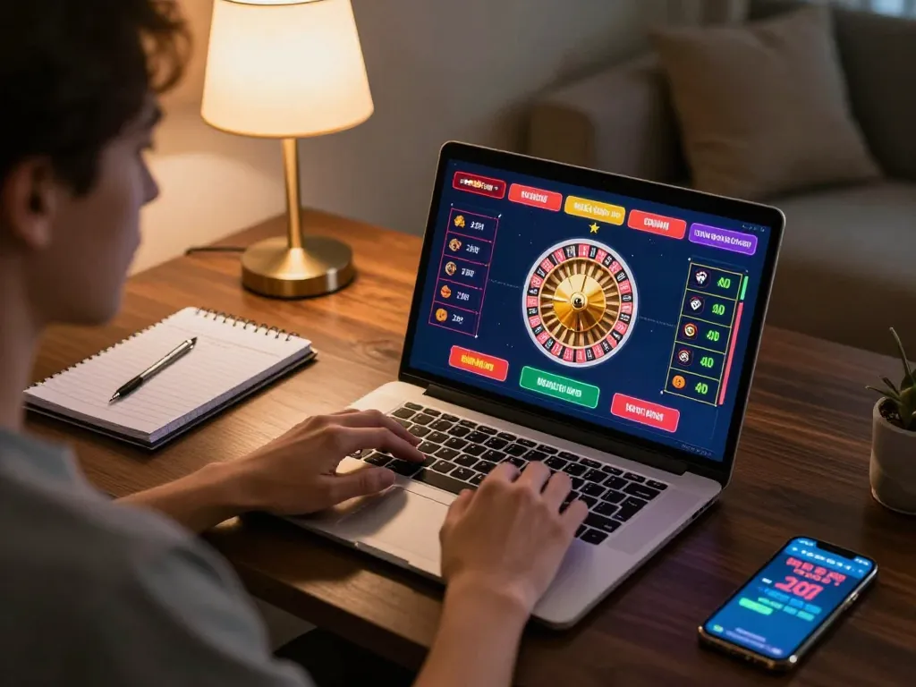 Engage with cm88game as a player spins the roulette wheel in an inviting online casino setup.