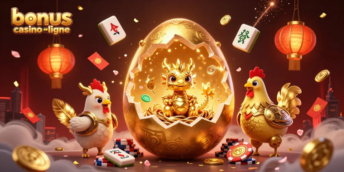Bonus casino en ligne : illustration 3D de dragon d'or protégeant des jetons de poker.
