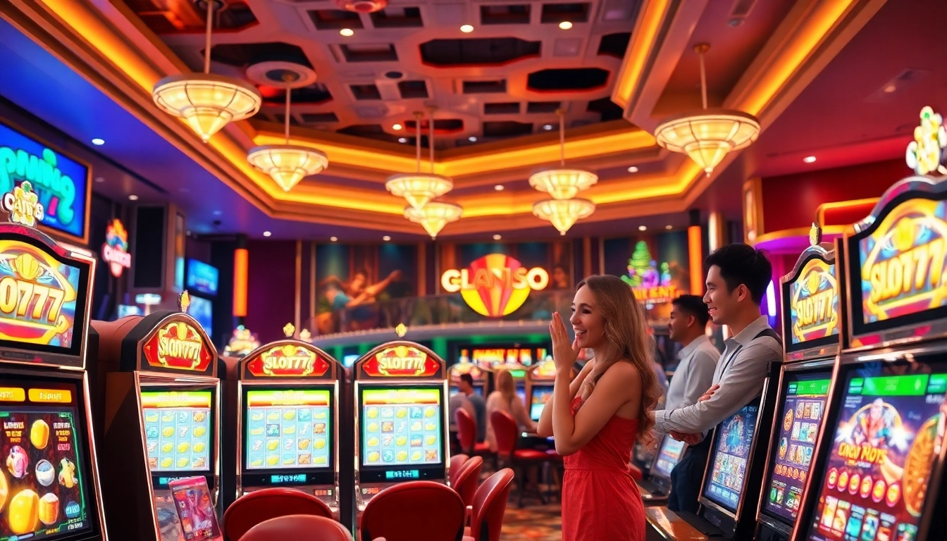 Menampilkan mesin slot777 yang menarik di lingkungan kasino yang meriah.