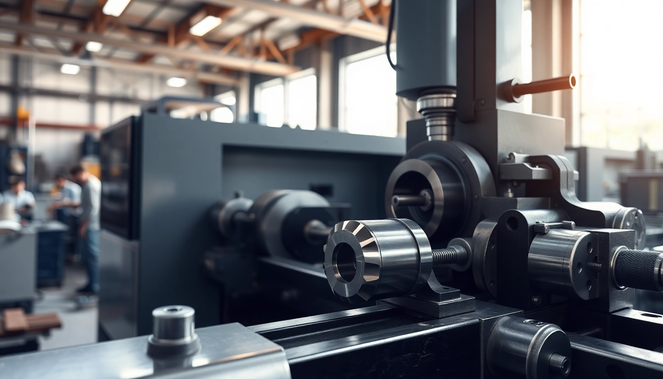Showcasing a CNC machine as a custom part manufacturer produces intricate metal components.