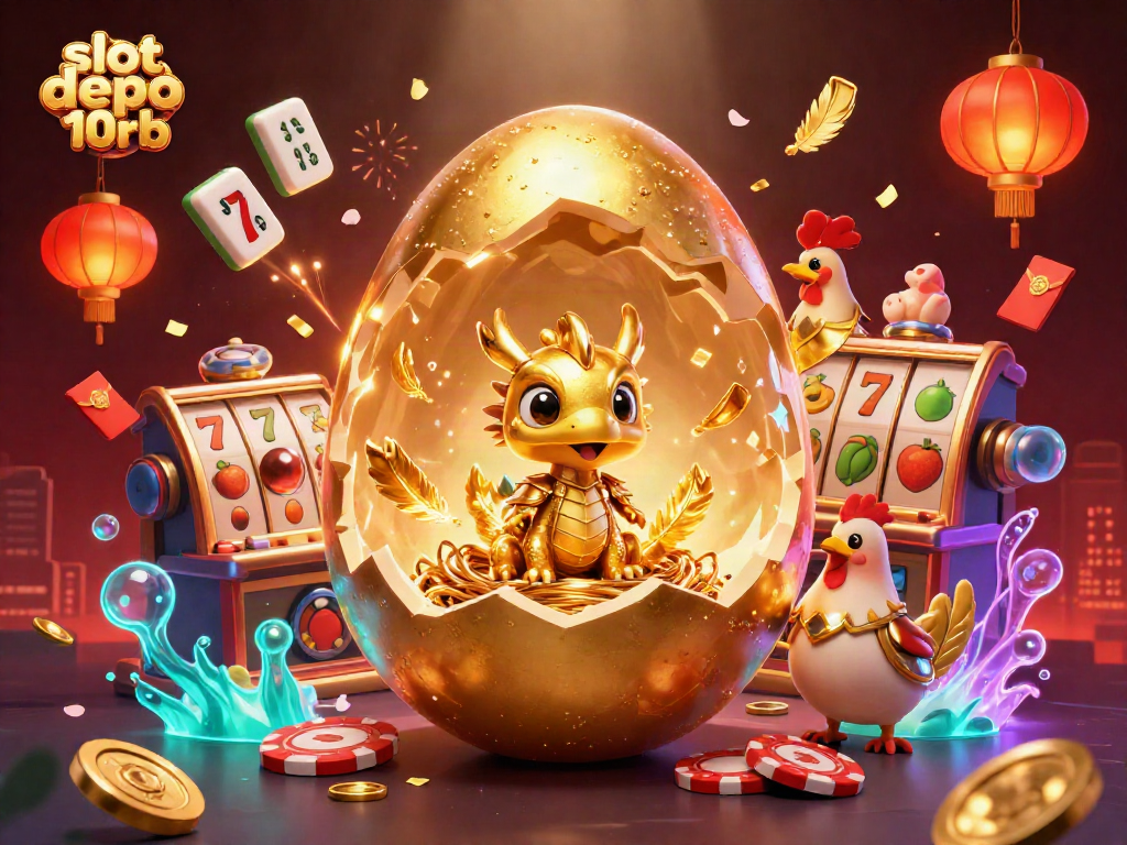 Winning strategies at slot depo 10rb showcased through a vibrant gambling scene filled with 3D elements.