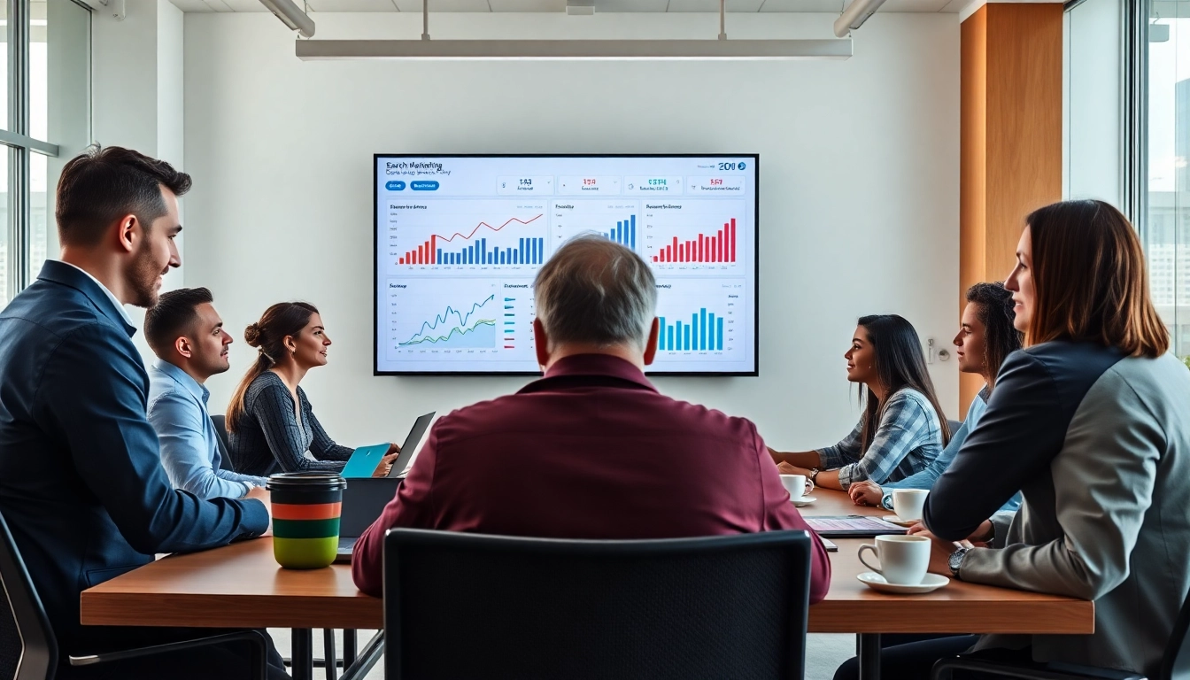 Professionelle suchmaschinenoptimierung durch ein Team im modernen Büro mit SEO-Analysen.