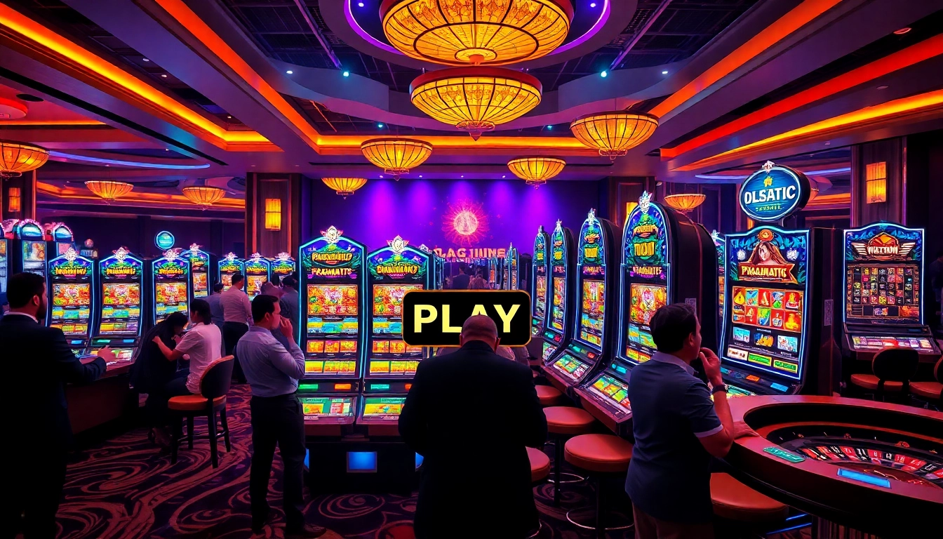 Players enjoying an exhilarating slot pragmatic experience at vibrant casino machines.