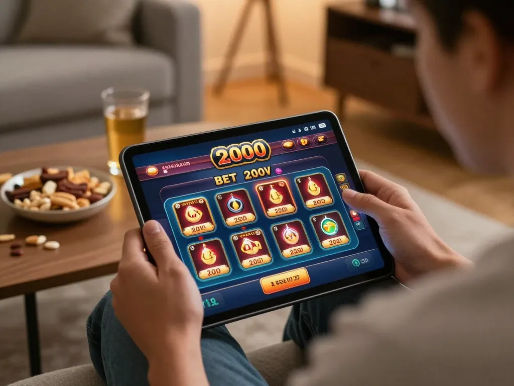 Screenshot of situs slot bet 200 on a tablet during an online gambling session, highlighting unique game features.