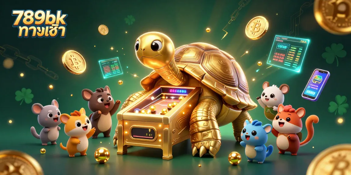 Engage with the dynamic world of 789bk ทางเข้า featuring a 3D casino scene with a golden tortoise pinball.
