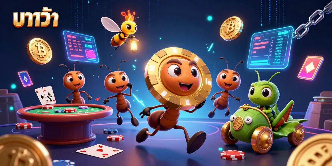 Engaging baccarat action showcasing ants heisting a giant poker chip, enriching casino experience