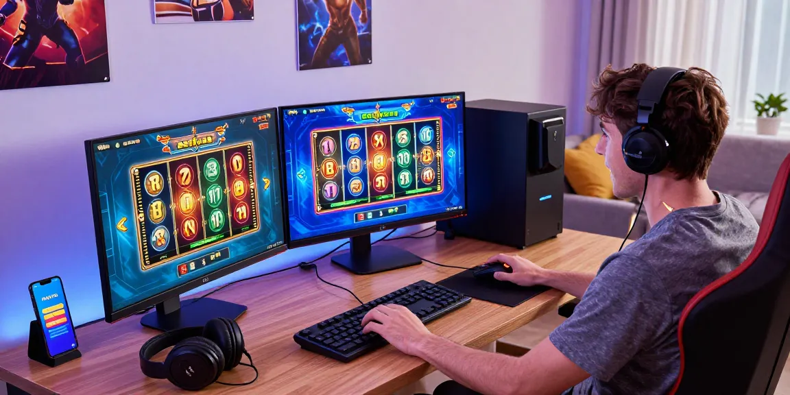 Exciting KOITOTO gaming scene showcasing a player enjoying online slots with vibrant graphics and LED ambiance.