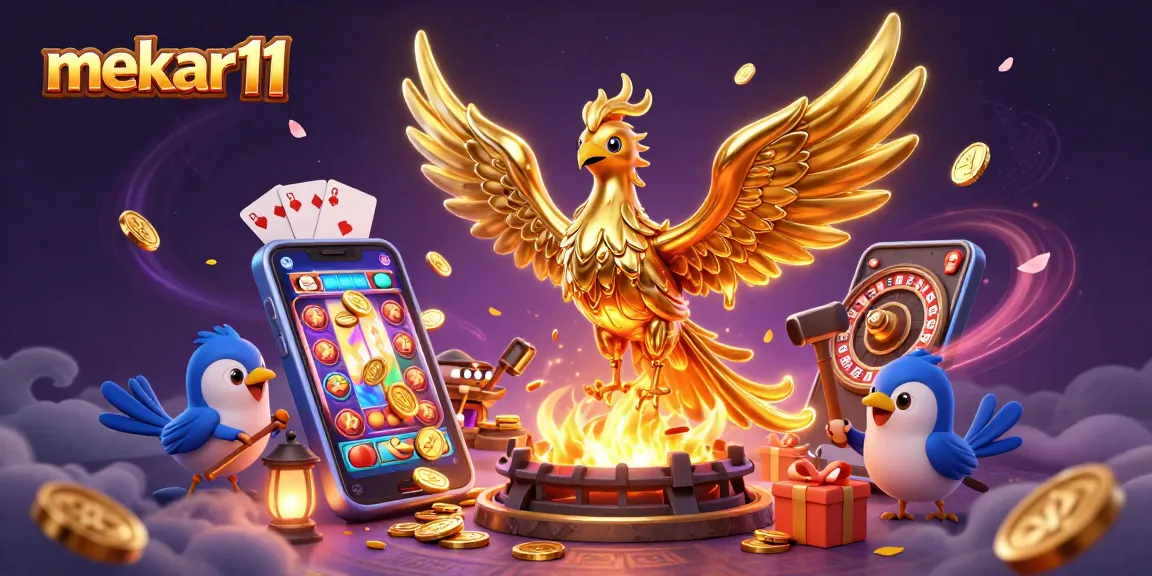 Experience mekar11’s exhilarating slots with golden phoenix and vibrant gaming elements.