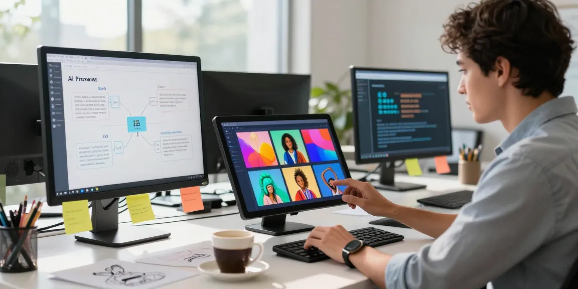 Using AI image to prompt generator in a modern office setting