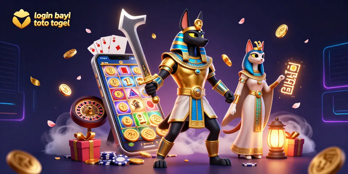 Play exciting games at login bayi toto togel with Anubis and Bastet amidst ancient symbols.