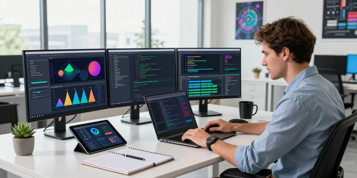 LLG link indexing showcased in a vibrant software development workspace with a focused developer working on multiple screens and tools.