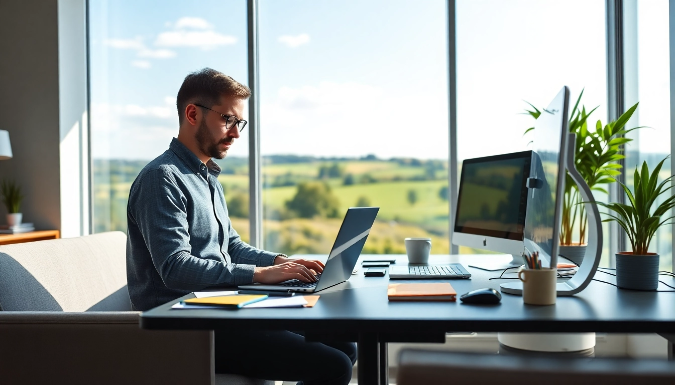 Creating impactful Hereford Web Design in a modern workspace, showcasing a designer's tools and creativity.