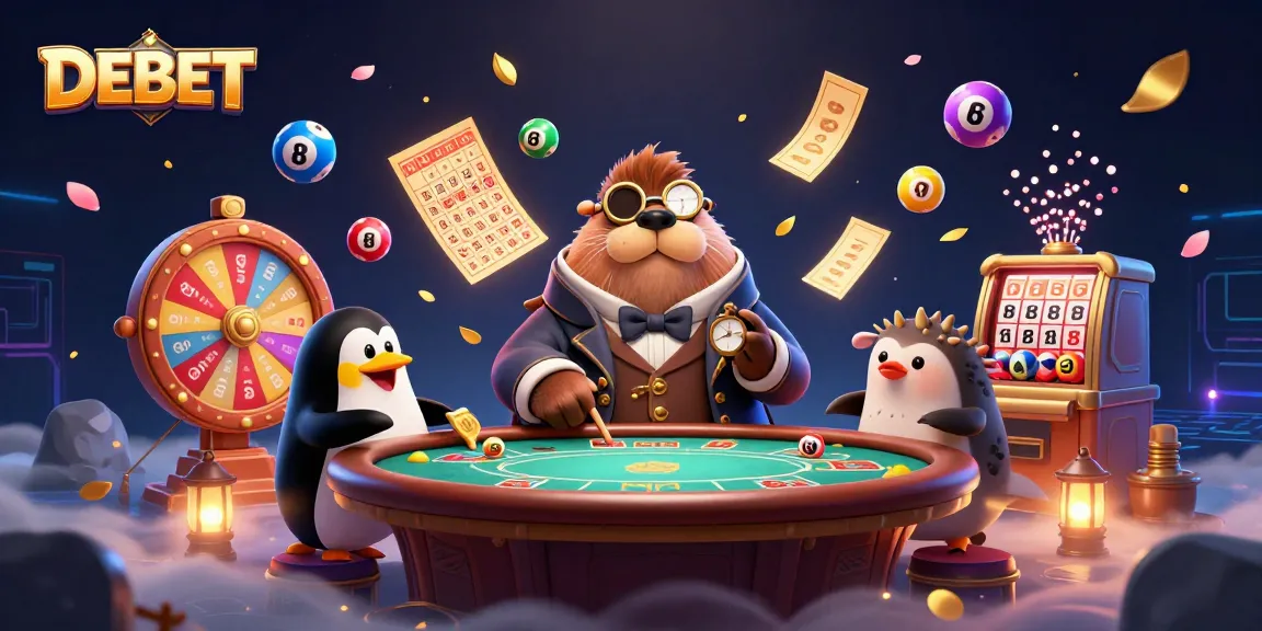 Engage in thrilling DEBET casino action with a jolly walrus and poker dealer in an underwater scene.