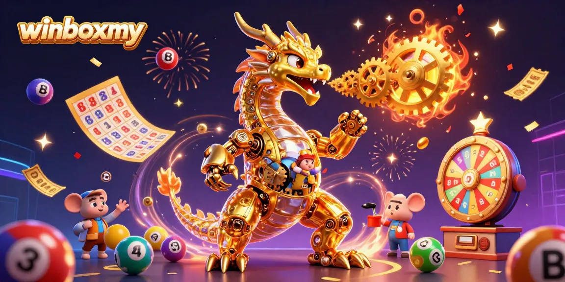 Experience the excitement of winboxmy gaming with a vibrant 3D dragon and dynamic game elements.