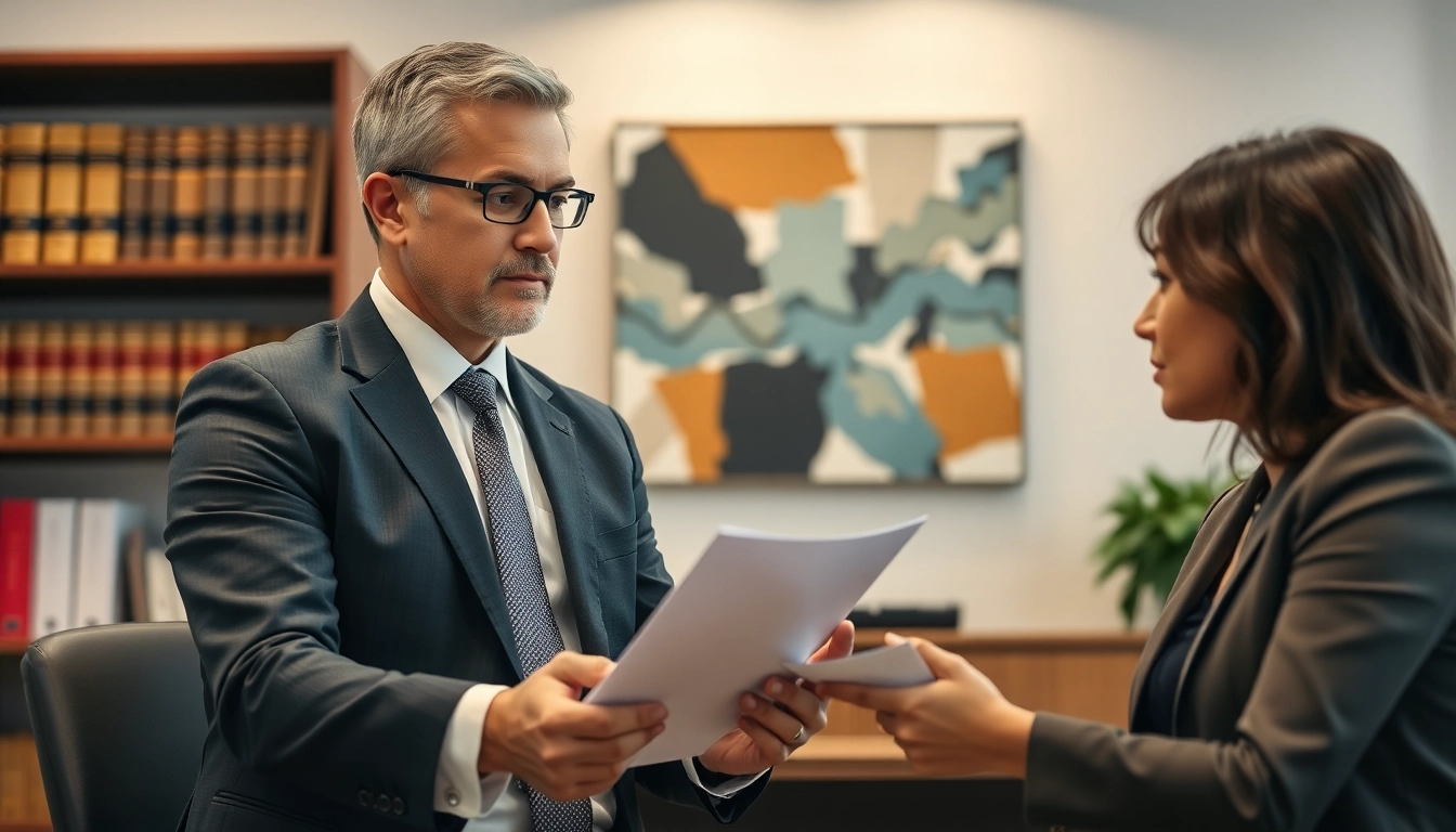Clearwater truck accident attorney consulting with a client in a modern office, showcasing professionalism and trust.