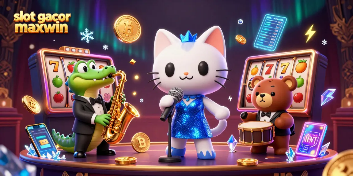 Memainkan slot gacor maxwin dengan karakter kartun 3D di panggung kasino yang megah.