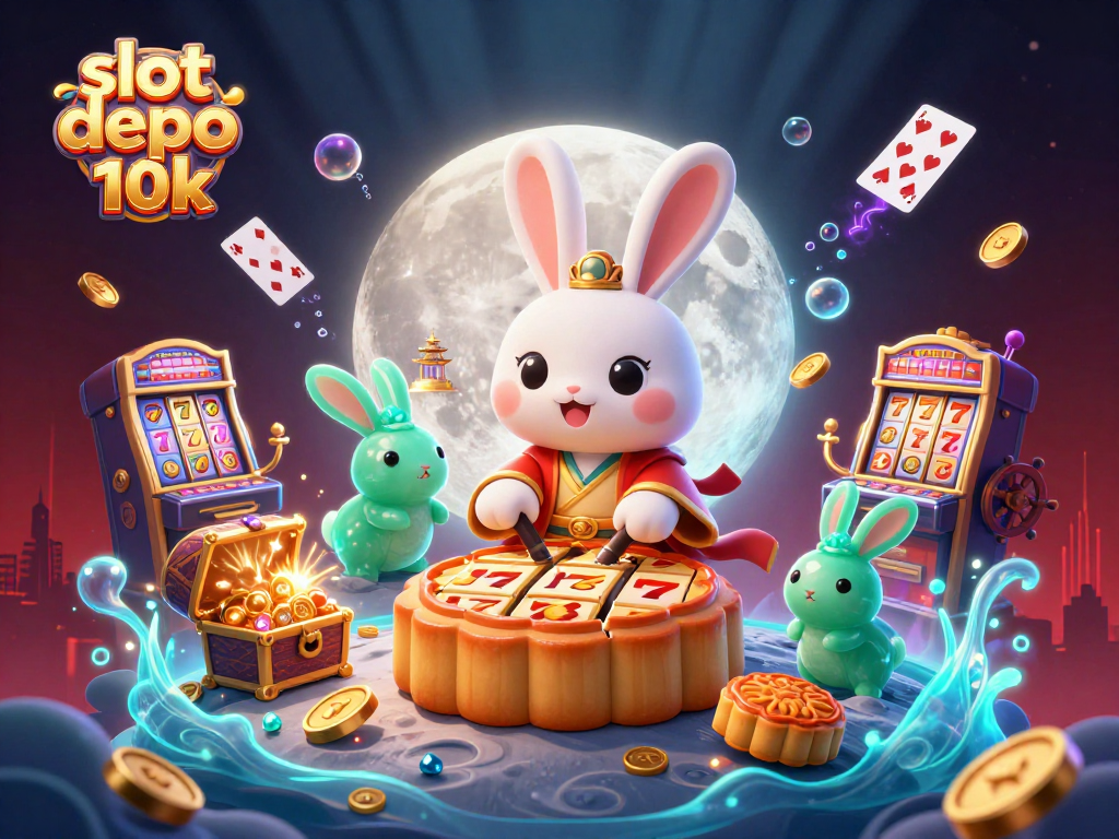 Menggandakan peluang menang dengan slot depo 10k dalam ilustrasi kasino yang kaya warna.