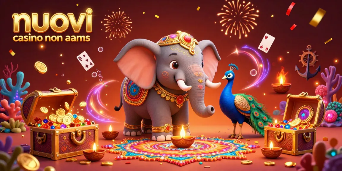 Scopri l'emozione dei nuovi casino non aams con personaggi vivaci e elementi di gioco dinamici in una scena festosa a tema casinò.
