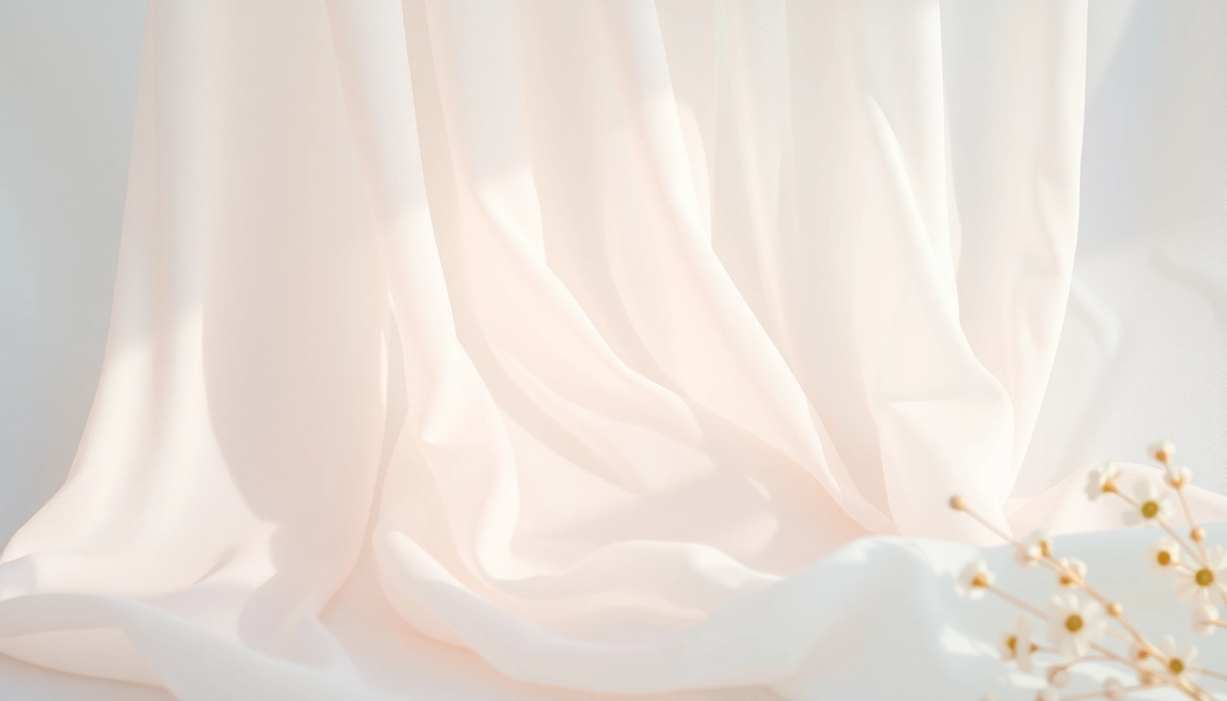 Chiffon stof met elegante textuur, prachtig gedrapeerd op een witte achtergrond.